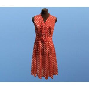 Red Polka-dot Fun Summer Whimsical Dress By Chatelaine Sz XS